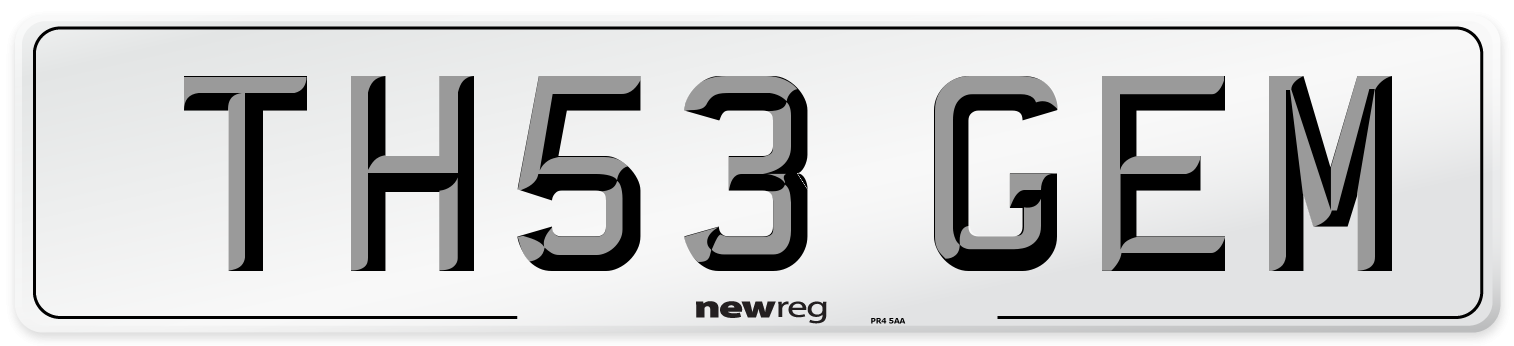 TH53 GEM Number Plate from New Reg